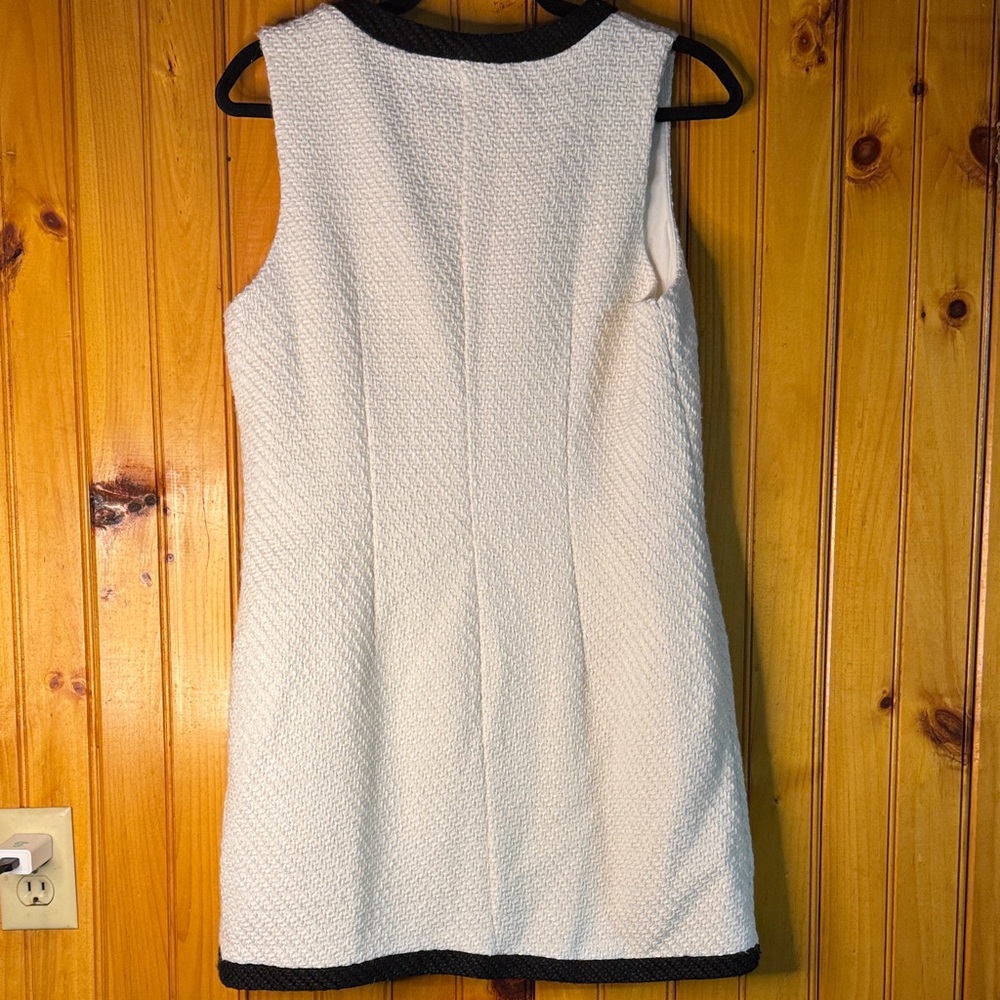 BeBop Black and White Tweed Midi Dress with Gold Accent Buttons - Picture 8 of 10